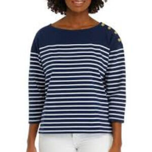 VINEYARD VINES Blue White Jamestown Striped Boat Neck Top Cotton Women's Large
